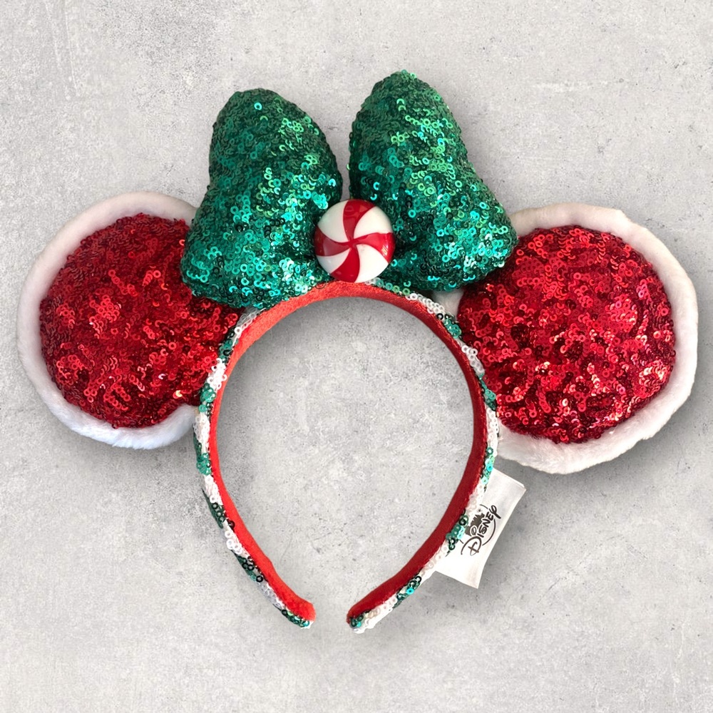 Disney Parks Mickey Minnie Mouse Christmas Ears Sequins